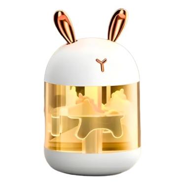 Imagem de Umidificador de Ar Portátil com Luz LED, Design de Coelho, Branco e Dourado Rosa, Difusor Ultrassônico