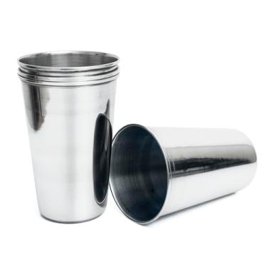 Imagem de The Great Indian Bazaar Conjunto de copos de metal de aço inoxidável de 118 a 400 ml, copos inquebráveis para água, suco, leite, café, chá, cerveja gelada e coquetéis,