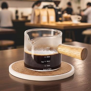 Imagem de Copos de café expresso com alça - copo medidor de café expresso, mini jarra de café com boca em forma de V, 100 ml