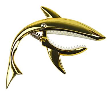 Imagem de RiToEasysports Capo de Liga de Zinco, Design Em Forma de Tubarão, Resistente à Corrosão, para Violão, Ukulele, Bandolim, Banjo, Ouro, Funciona Com a Maioria Dos Instrumentos de Cordas