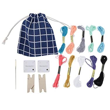 Imagem de Conjunto de tablet de cartão de tecelagem Tear de papel com linha de bordado de lançadeira DIY Craft Feito à mão Kit de tecelagem criativa para iniciantes e entusiastas de