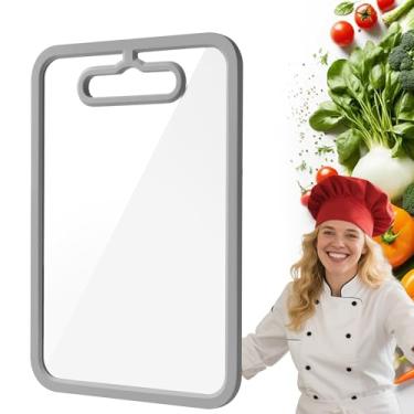 Imagem de FYCTIO Tábua de corte de vidro temperado para balcão de cozinha, tábua de cortar com bordas antiderrapantes, conjunto de tábua de corte não tóxica, lavável na lava-louças, resistente ao calor e quebra