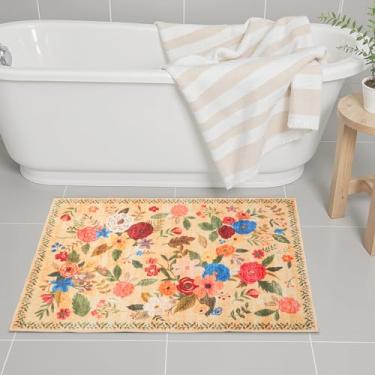 Imagem de Babovid Tapetes de área 61 x 43 cm, tapete de entrada para decoração de casa, tapete de porta pequeno para banheiro, tapete de banheira floral ultrafino antiderrapante para pia, chuveiro, porta
