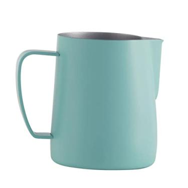 Imagem de barenx Jarra de espuma de leite de 350 ml, aço inoxidável, leite/cappuccino/latte art barista, jarro a vapor, copo de leite, verde