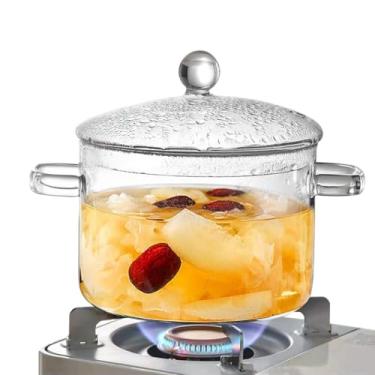 Imagem de Chewtoyo Fogão de vidro para 1,8 g para cozinhar macarrão, sopa, macarrão, café, chá, leite, vidro resistente ao calor com tampa de panela, vidro com tampa de borossilicato