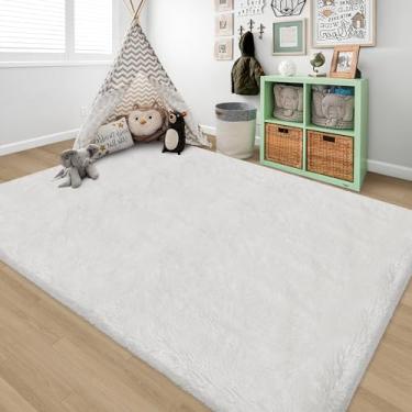 Imagem de ZJYeRug Tapete felpudo fofo de 1,5 x 2,4 m para quarto, ultramacio, grosso para sala de estar, tapetes felpudos, felpudos, para adolescentes, dormitório, berçário, decoração de casa, estética