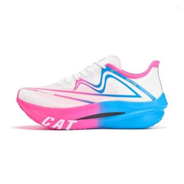 Imagem de Tênis de corrida masculino Marathon Dual Carbon Plates & Dual Midsole Tênis de treino feminino moderno, Branco/Azul/Rosa, 36