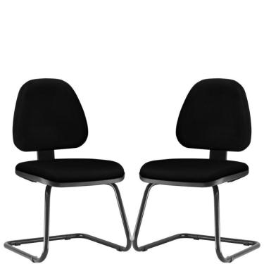 Imagem de Kit 02 Cadeiras Para Escritório Sky L02 Fixa Crepe Preto