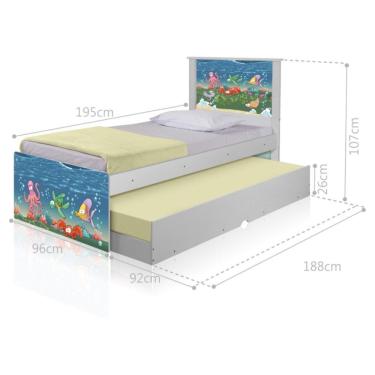 Imagem de Bicama Juvenil Adesivada Fundo do Mar com Colchões