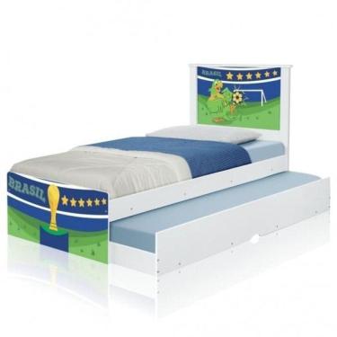 Imagem de Cama Bicama Juvenil Adesivada Copa do Mundo Brasil com Colchões