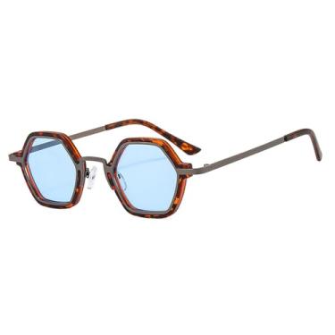 Imagem de Óculos de Sol Candy Colors Masculino Punk Feminino Degradê UV400 para Esportes ao Ar Livre, Corrida e Ciclismo, Azul Leopardo