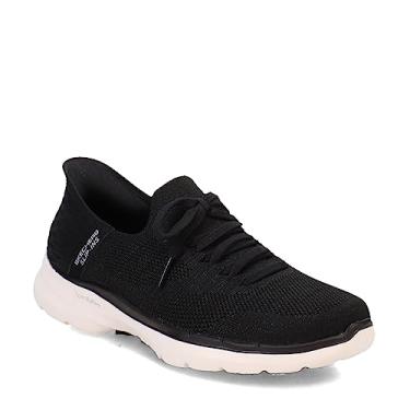 Imagem de Skechers® Performance Go Walk 6 Lovely Day Hands Free Slip-Ins Tênis feminino – bico redondo, Preto/branco, 37
