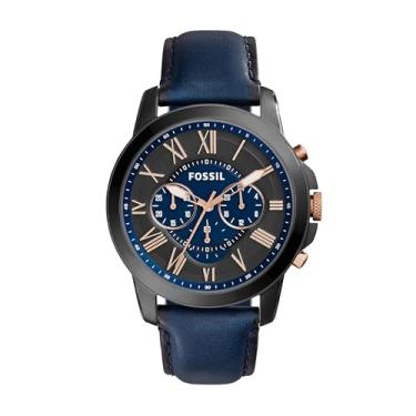 Imagem de Fossil Relógio Masculino Grant de Aço Inoxidável Cronógrafo Quartzo, Blue/Black