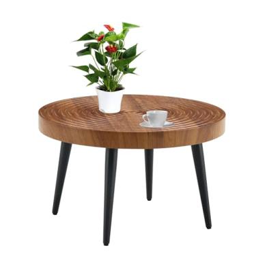 Imagem de CFMAIF Mesa de canto redonda, mesa lateral pequena de café, mesa de cabeceira de madeira para sala de estar, prateleira de bandeja de cabeceira para decoração, quarto e plantas (madeira)