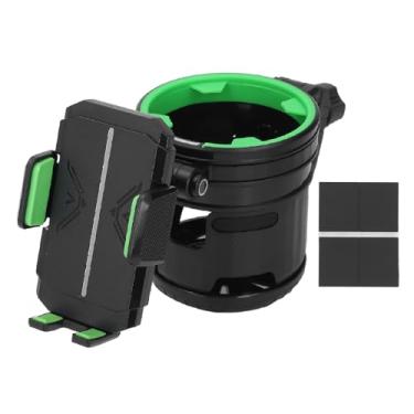 Imagem de Suporte para copos para carrinho com suporte para telefone Rotação de 360 ​​graus Suporte para garrafa com ranhura dupla para copos Suporte para bebidas para scooter Bicicleta (Verde)