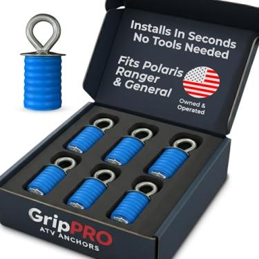 Imagem de Âncoras GripPRO ATV – Pacote com 6 para Polaris Lock & Ride Bed Holes em Ranger & Geral, Amarração Patenteada para Caixas de Ferramentas, Refrigeradores, Engrenagens, Serve para Orifícios de Cama de