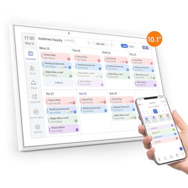 Imagem de AVIFOX Calendário digital de parede, calendário eletrônico e tabela de tarefas, tela sensível ao toque interativa inteligente para agendas familiares – suporte de parede incluído, ótimo para organizar