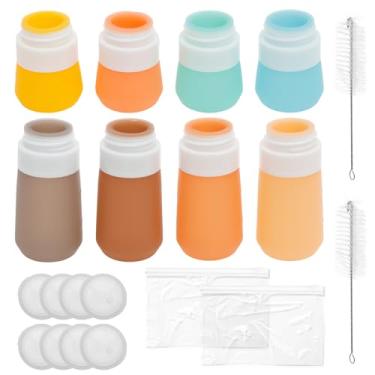 Imagem de 8 garrafas de espremer para molho de salada de 28 g/60 ml Frasco de espremer condimento para molhos, mini recipiente de molho de salada com 2 escovas de limpeza para piquenique, viagem, uso diário