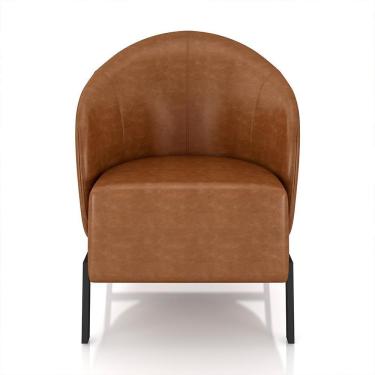 Imagem de Poltrona Decorativa Sala De Estar Kenya Pés Em Ferro Pu Preto/caramelo G33 - Gran Belo