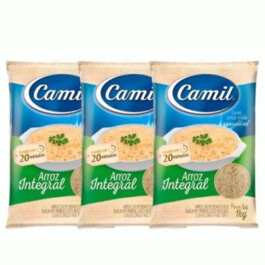 Imagem de Kit 3 Arroz Integral Camil 1kg Tipo 1