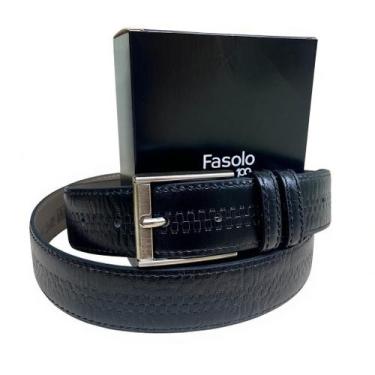 Imagem de Cinto Masculino Em Couro Original Fasolo Tresse Social, Preto, 095