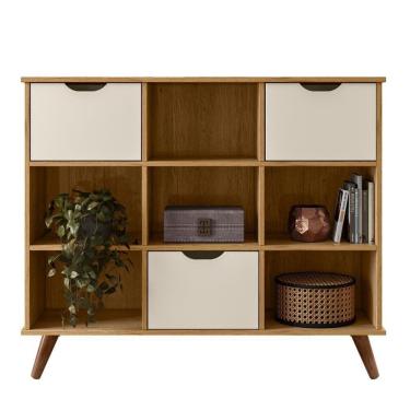 Imagem de Nicho Organizador Retrô 3 Gavetas Freijó/off White - Qmovi