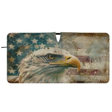 Imagem de Blueangle Pára-brisas bandeira águia careca - 149.9 cm x 76.2 cm dobrável carro janela frontal blocos para-sol raios UV viseira solar (260)