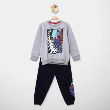 Imagem de Conjunto Moletom Infantil Longo Marvel Spider Man Menino, Mescla, 1A