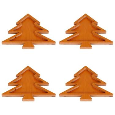 Imagem de Kit com 4 Petisqueiras Árvore de Natal em MDF 21x21cm - Ideal para Servir Petiscos, Castanhas e Doces na Ceia de Natal