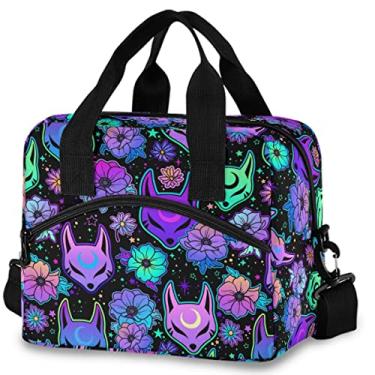 Imagem de MNSRUU Lancheira térmica Magic Fox Camellia roxa feminina lancheira masculina lancheira reutilizável à prova de vazamento lancheira para trabalho e escola