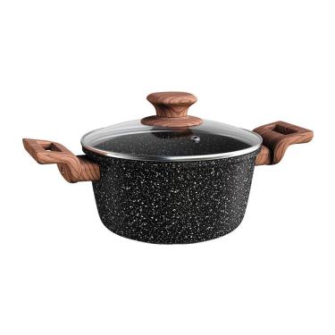 Imagem de Caçarola com Tampa ColorStone Wooden 20cm - Preta - Euro Home