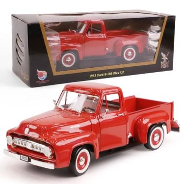 Imagem de LUCKY DIE CAST 1953 Ford F-100 Pickup Truck 1/18 Scale Die-Cast Metal Model Alloy Collection Cars with Display Case, with Opening Doors, Best Gift for Men, Dad & Kids 14+ Years