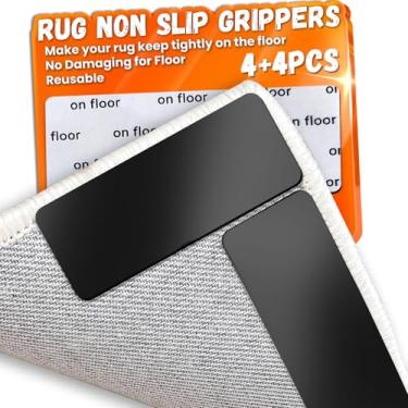 Imagem de Pegadores antiderrapantes de tapete, almofadas de fita de tapete reutilizáveis com fita dupla face de substituição, para pisos e azulejos de madeira, prendedores de carpete fortes e firmes, removíveis