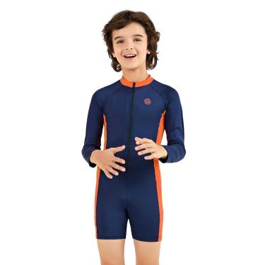 Imagem de Macacão de Praia Tchibum Infantil Proteção UV Marinho Kamylus-Unissex