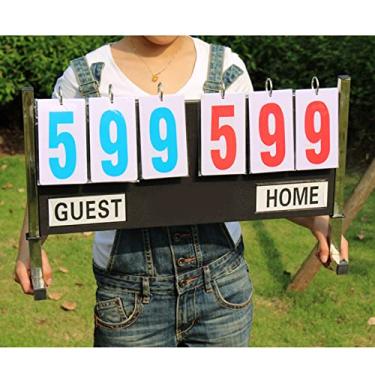 Imagem de uhyOHF Placar de 6 dígitos pontuação 1-99, flipper de pontuação portátil flip scorekeeper para vôlei basquete tênis de mesa qualquer esporte competitivo (