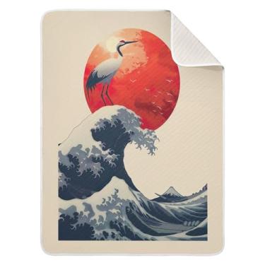 Imagem de xigua Cobertor de algodão japonês Wave para bebês, cobertor leve e macio para recepção e cobertor para berço, carrinho de bebê, cobertores de berçário, 76 x 101 cm