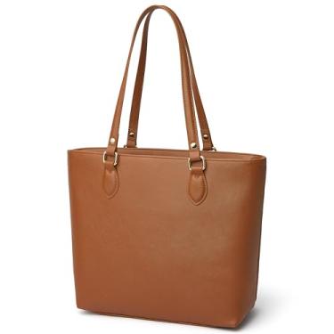 Imagem de MUHUASHI Bolsas grandes para mulheres, bolsa de ombro de couro PU e bolsas para trabalho, faculdade, viagens, 4 - Marrom, Large