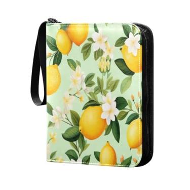 Imagem de Wassud Fichário de 4 bolsos Lemon and Flowe comporta 400 cartões padrão, álbum TCG CCG MTG à prova d'água, presentes para colecionadores, meninos e meninas