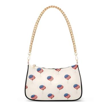Imagem de CEBUGI Bolsas transversais femininas bolsa de ombro 4 Th of July Gnomos, bolsa clutch estilosa com alça de corrente