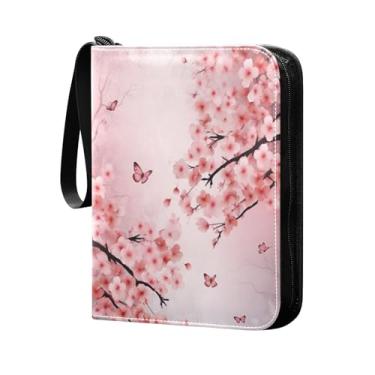 Imagem de Wassud Fichário de cartão colecionável com 4 bolsos, árvore de cerejeira comporta 400 cartões padrão, álbum TCG CCG MTG, presentes para colecionadores, meninos e meninas