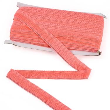 Imagem de Kissitty Borla de acabamento de franja de salmão de 27 metros, acabamento de fita de renda de fibra de poliéster de 2,5 cm para costura, roupas, almofadas, cortina, faça você mesmo, artesanato