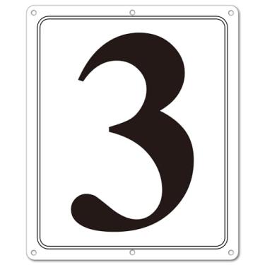 Imagem de i-CowFun Placa numerada de metal premium ao ar livre, refletiva 30,5 x 25,4 cm placas numeradas de alumínio grande 3 para estacionamento, quadra de tênis, campo, armazém, corredor, edifício, doca