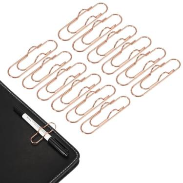 Imagem de PATIKIL Suporte de clipe de caneta para notebook, 12 peças de clipes de caneta de metal, ouro rosa