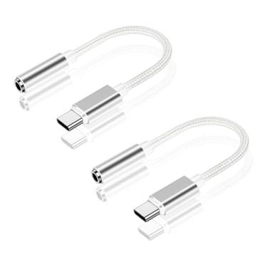 Imagem de Adaptador USB C para conector de fone de ouvido de 3,5 mm 【Pacote com 2, branco】 Cabo USB C para dongle de áudio fêmea auxiliar compatível com iPhone 16/15 Pro/15 Plus/15 Pro Max/iPad Pro/MacBook