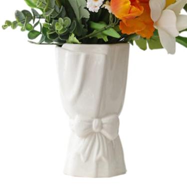 Imagem de Vaso decorativo de, vaso de cerâmica com laço - Vaso de ramos decorativos de cerâmica,Decoração de vaso de com buquê de flores exclusivo para casa, sala de estar, sala de estudo