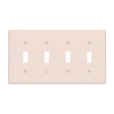 Imagem de Bege 4 Gang Quad Toggle Light Switch Cover Decorativo Elétrico Decorativo Quádruplo Dispositivo Interruptor Face Placa de Parede Sem Parafusos