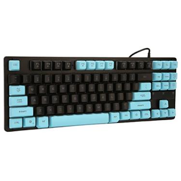Imagem de RiToEasysports Teclado de LED Ergonômico 87 Teclas: Design de Gravação para Líderes Aparedados Apertados (Azul preto)