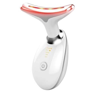 Imagem de Massageador facial de pescoço, massageador facial multifuncional 7 em 1, ferramenta de esculpir o rosto para cuidados com a pele, ferramenta facial em casa com vibração e térmica, branco