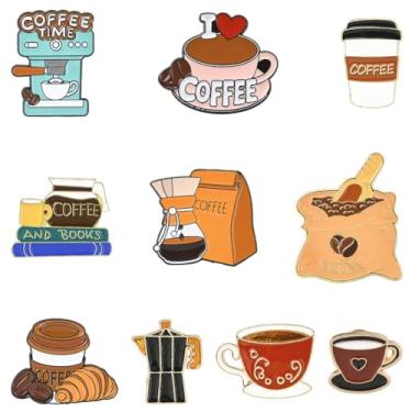 Imagem de KitBeads 10 peças, 10 estilos, broches esmaltados de xícara de café, bebida, quente, cafeteira, lapela para mochila, roupas, chapéus, bolsas, artesanato DIY