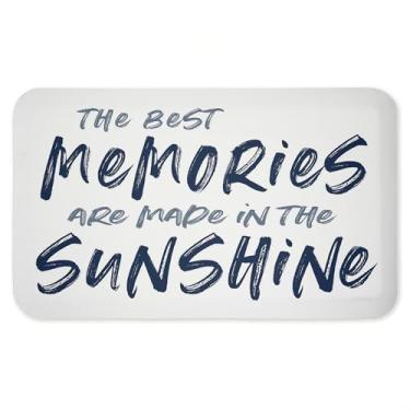 Imagem de Tapete antifadiga Best Memories In Sunshine, ergonômico acolchoado para cozinha e tapete de pé com suporte antiderrapante, tapete confortável ecológico, design por letras e forrado, 76 cm x 45 cm